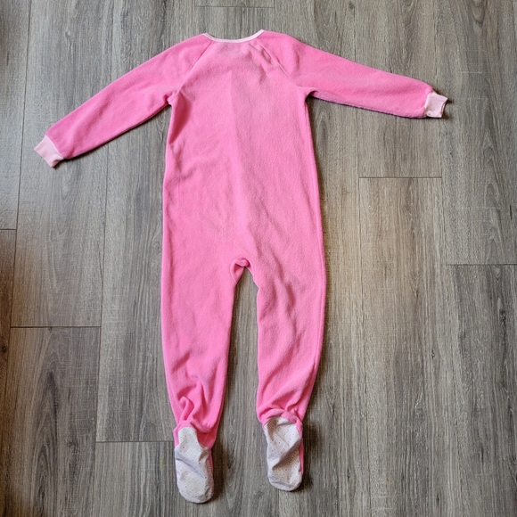 Pink Fleece Footed Onesie with Rainbow Design - Picture 4 of 5